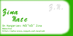 zina mate business card
